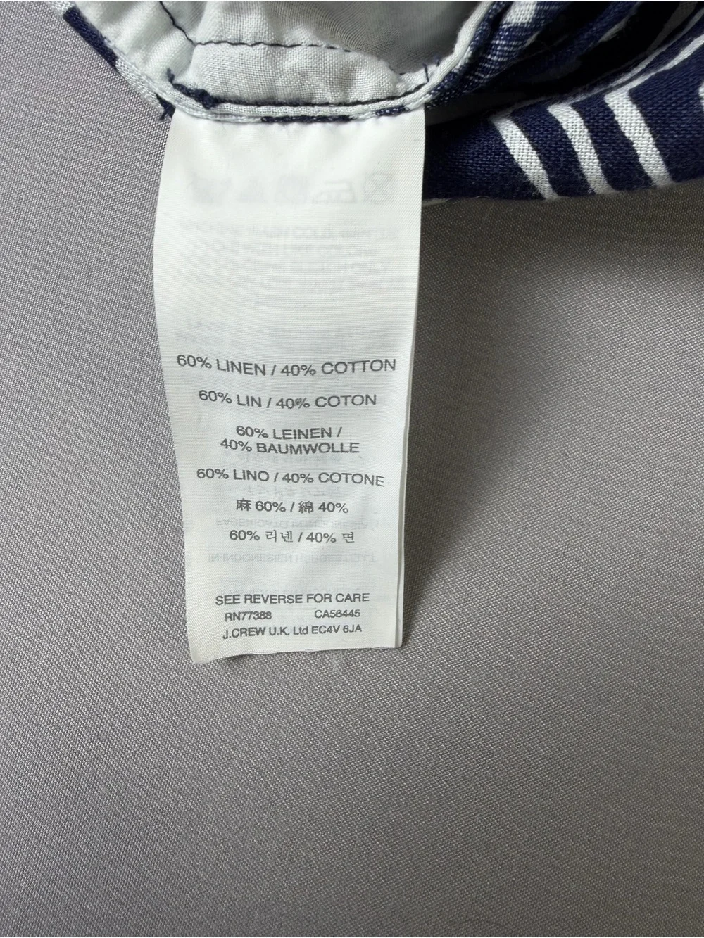 J. Crew Navy & White Chevron Linen and Cotton Jumpsuit Size 2 Elastic Waist NWOT